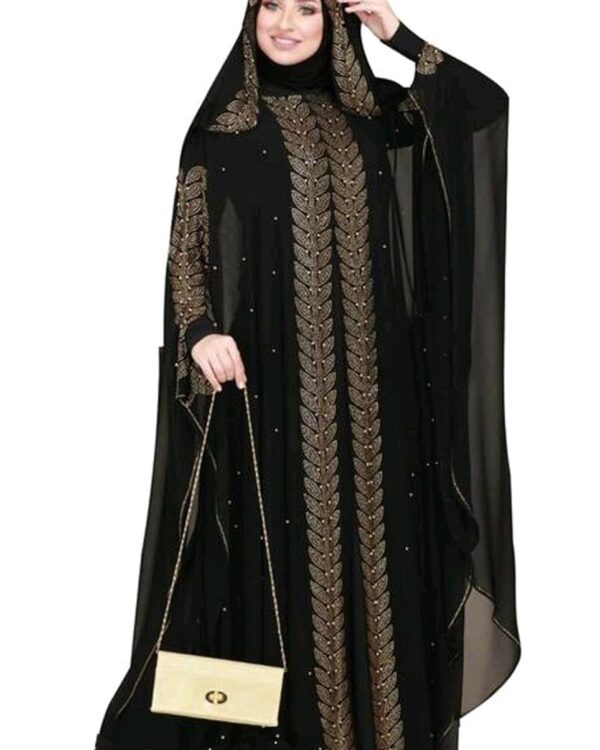 Abaya - Black Abaya Beads & Stoned Burqa