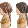 Mehar Women’s Hair Ponytail Cap Set of 2 | Soft Stretchable Polyester Hijab Inner Cap | Adjustable Tie-Back | Scarf & Helmet Inner | One Size Fits All