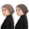 Mehar Women’s Hair Ponytail Cap Set of 2 | Soft Stretchable Polyester Hijab Inner Cap | Adjustable Tie-Back | Scarf & Helmet Inner | One Size Fits All