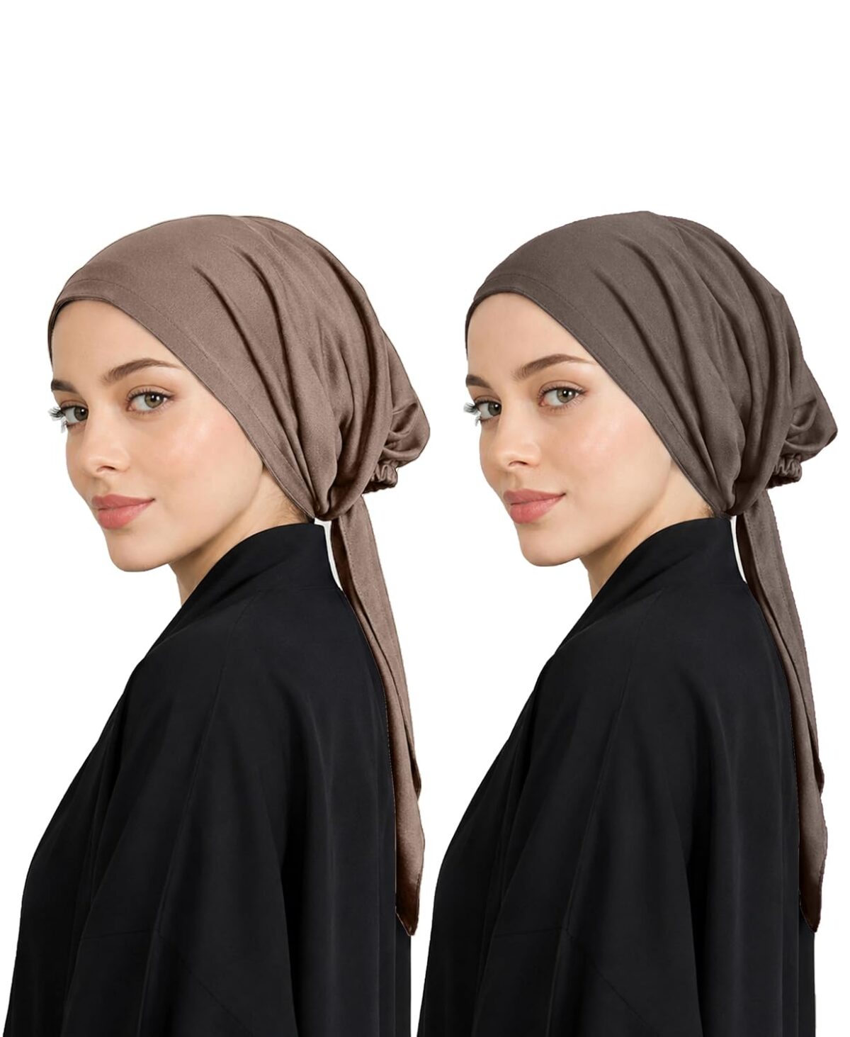 Mehar Women’s Hair Ponytail Cap Set of 2 | Soft Stretchable Polyester Hijab Inner Cap | Adjustable Tie-Back | Scarf & Helmet Inner | One Size Fits All