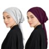 Mehar Women’s Hair Ponytail Cap Set of 2 | Soft Stretchable Polyester Hijab Inner Cap | Adjustable Tie-Back | Scarf & Helmet Inner | One Size Fits All