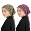 Mehar Women’s Hair Ponytail Cap Set of 2 | Soft Stretchable Polyester Hijab Inner Cap | Adjustable Tie-Back | Scarf & Helmet Inner | One Size Fits All