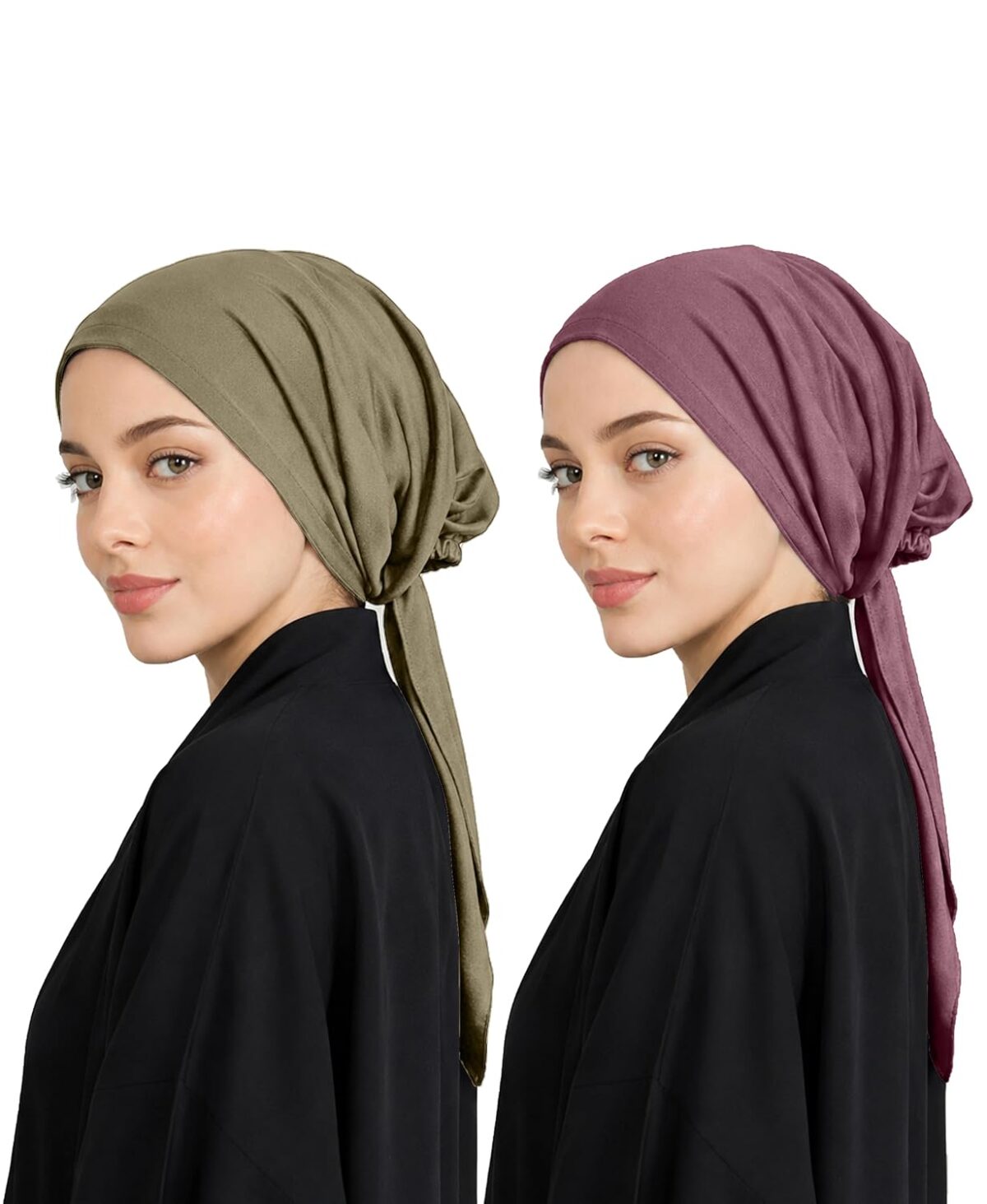 Mehar Women’s Hair Ponytail Cap Set of 2 | Soft Stretchable Polyester Hijab Inner Cap | Adjustable Tie-Back | Scarf & Helmet Inner | One Size Fits All