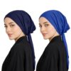 Mehar Women’s Hair Ponytail Cap Set of 2 | Soft Stretchable Polyester Hijab Inner Cap | Adjustable Tie-Back | Scarf & Helmet Inner | One Size Fits All