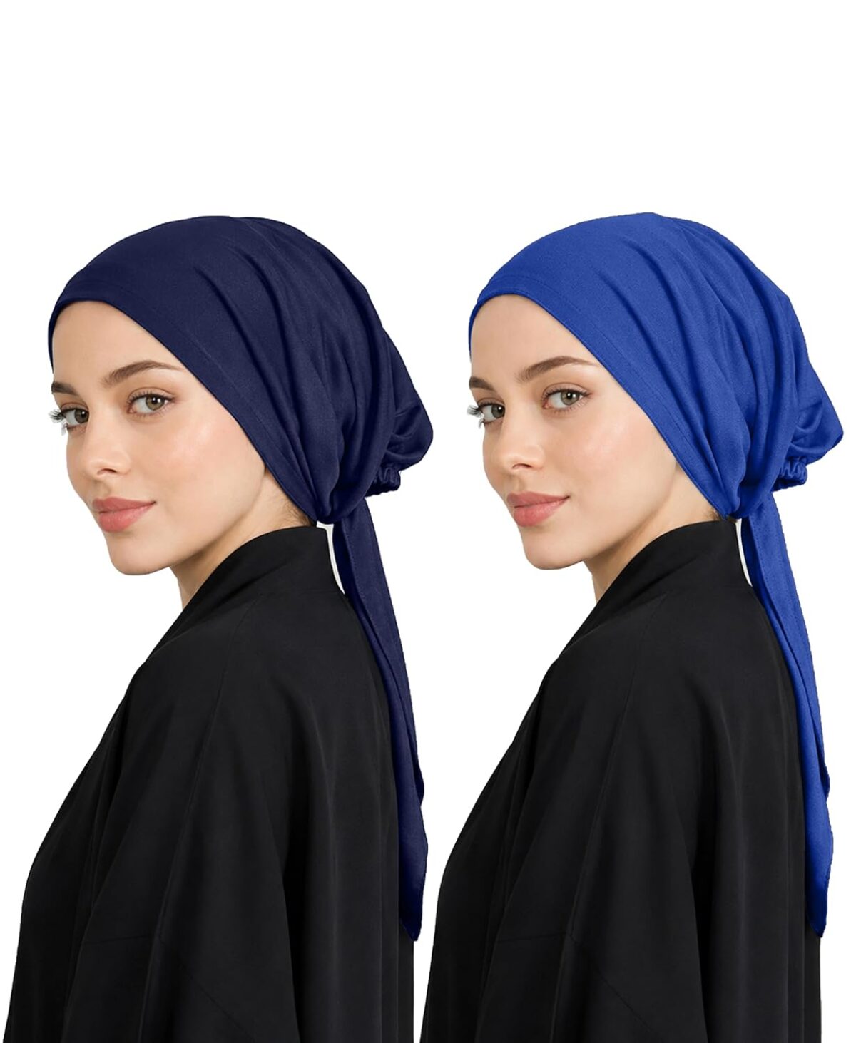 Mehar Women’s Hair Ponytail Cap Set of 2 | Soft Stretchable Polyester Hijab Inner Cap | Adjustable Tie-Back | Scarf & Helmet Inner | One Size Fits All