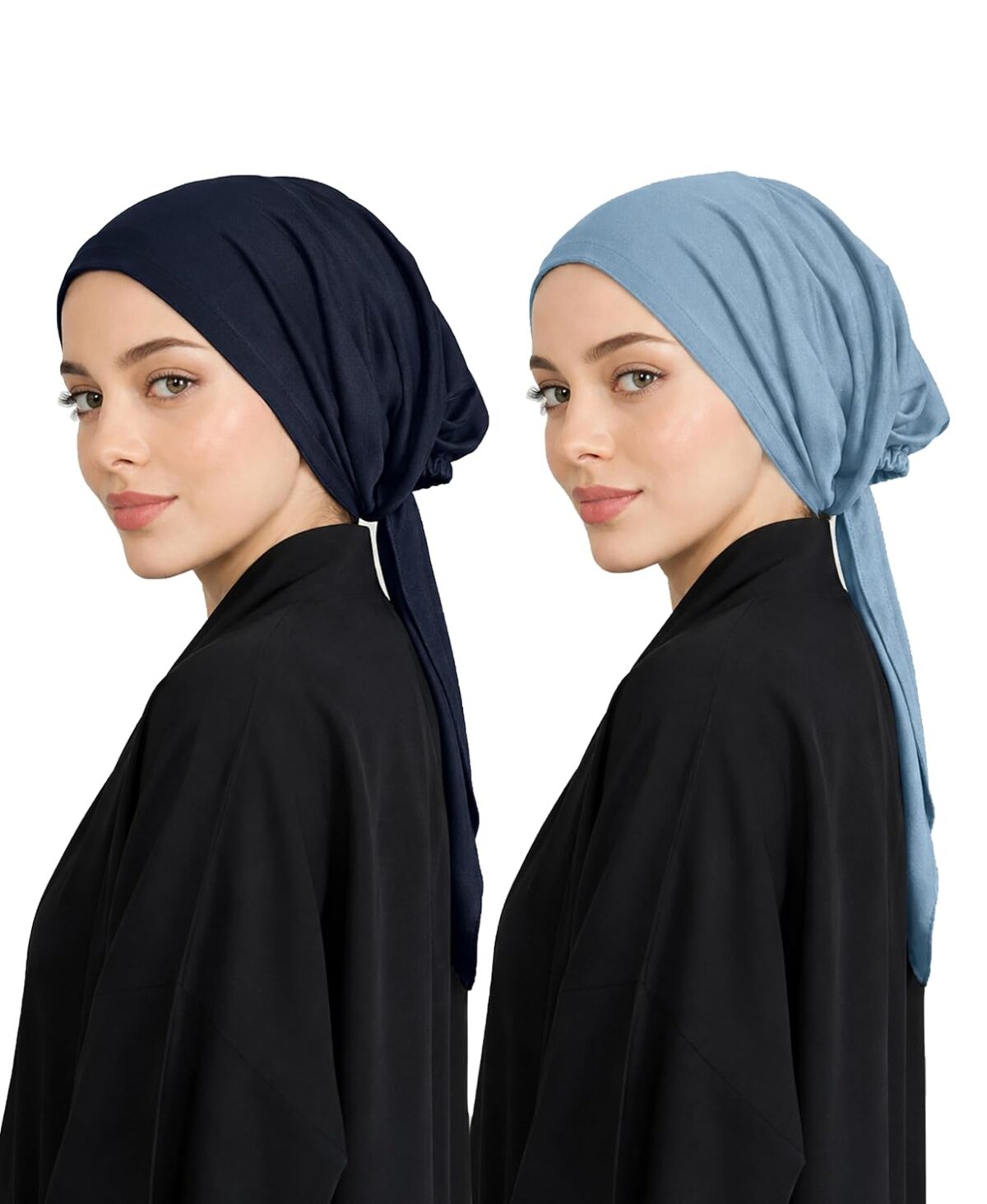 Mehar Women’s Hair Ponytail Cap Set of 2 | Soft Stretchable Polyester Hijab Inner Cap | Adjustable Tie-Back | Scarf & Helmet Inner | One Size Fits All