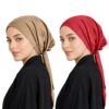 Mehar Women’s Hair Ponytail Cap Set of 2 | Soft Stretchable Polyester Hijab Inner Cap | Adjustable Tie-Back | Scarf & Helmet Inner | One Size Fits All