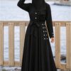 MIRDRESSES Cotton Blend Solid Abaya With Hijab