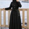 MIRDRESSES Cotton Blend Solid Abaya With Hijab