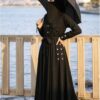 MIRDRESSES Cotton Blend Solid Abaya With Hijab