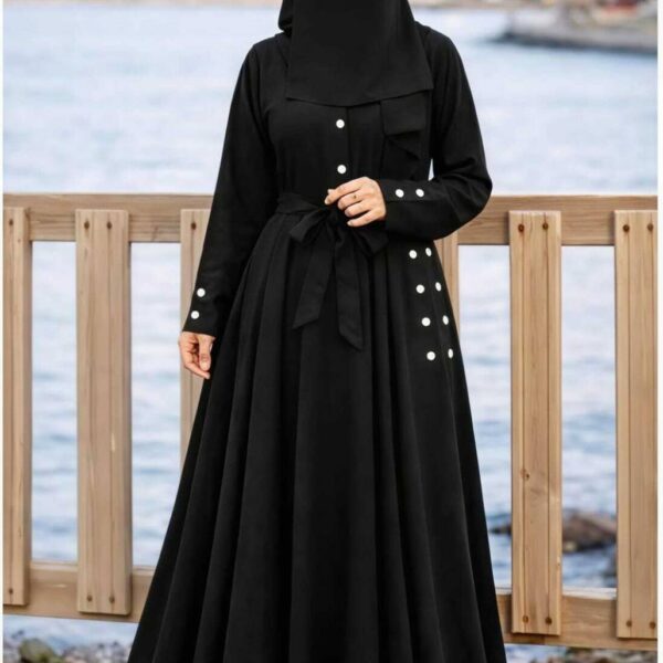 Cotton Abaya - MIRDRESSES Cotton Blend Solid Abaya With