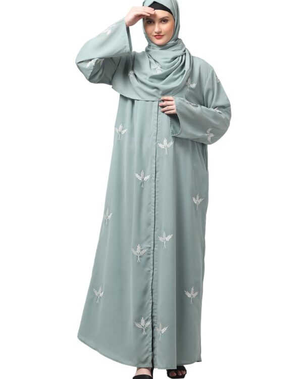 Nida Abaya - NAZNEEN Front Open Abaya with Floral