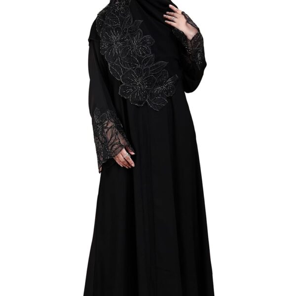 Nida Abaya - V Neck Net Big Flowe Design