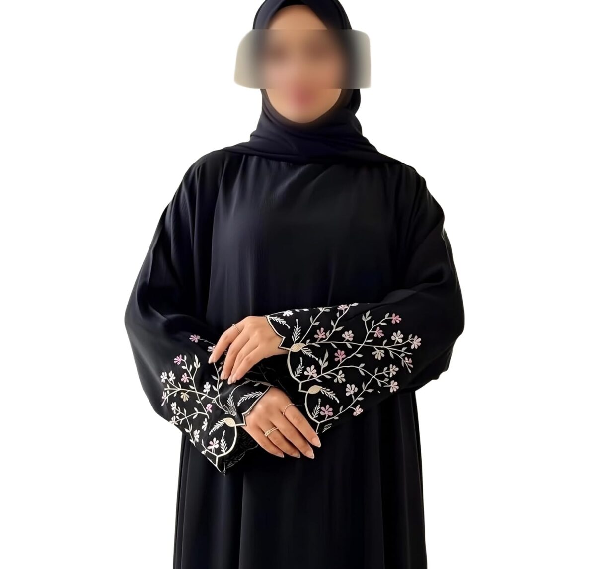 Women Firdaus Fabric Embroidered Abaya | Simple Sleeve Embroidery | Long Sleeve | Without Dupatta