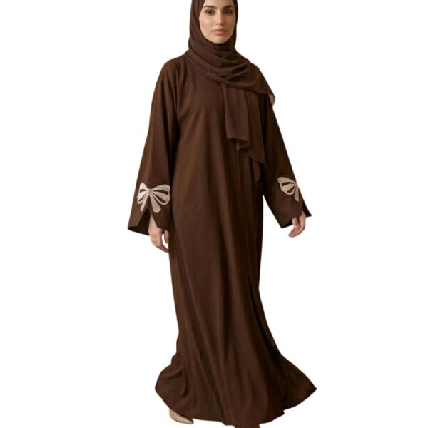 Firdous Abaya - Women Premium Firdous Fabric Brown Abaya