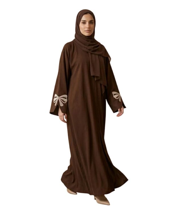 Firdous Abaya - Women Premium Firdous Fabric Brown Abaya