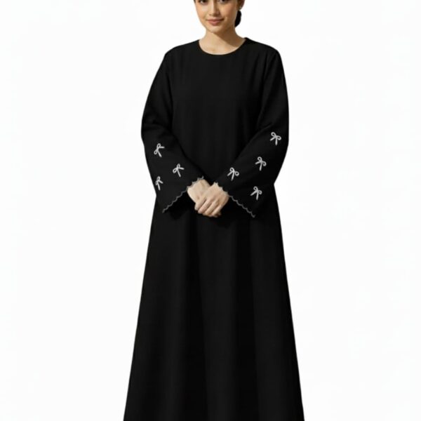 Firdous Burqa - Women's Burqa with Bow Details White