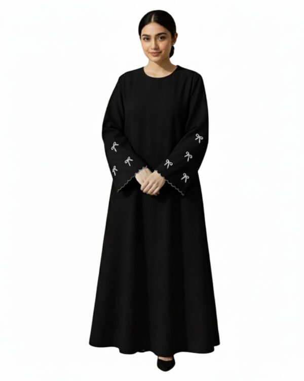 Firdous Burqa - Women's Burqa with Bow Details White