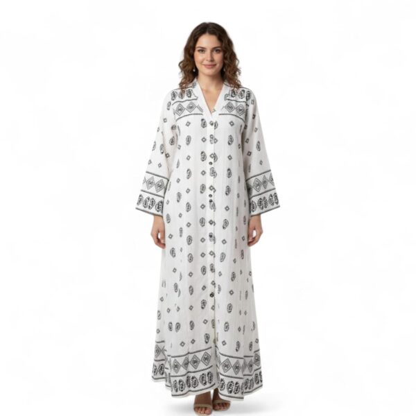 Black Abaya - Women's Graphics Print Maxi Dress, Black