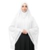 Women’s Islamic Prayer Khimar, Black Namaz Scarf with Lace Detail, Full Coverage Hijab