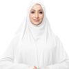 Women’s Islamic Prayer Khimar, Black Namaz Scarf with Lace Detail, Full Coverage Hijab