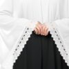 Women’s Islamic Prayer Khimar, Black Namaz Scarf with Lace Detail, Full Coverage Hijab